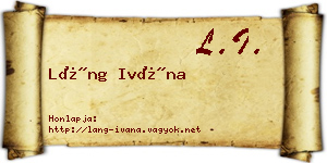 Láng Ivána névjegykártya